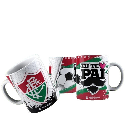Caneca de Cerâmica/Porcelana 325ml - Dia dos Pais - Pai torcedor Pais torcedores futebol Pai eu te amo QR CODE com mensagem para o seu pai e hino Com ou sem foto Fluminense