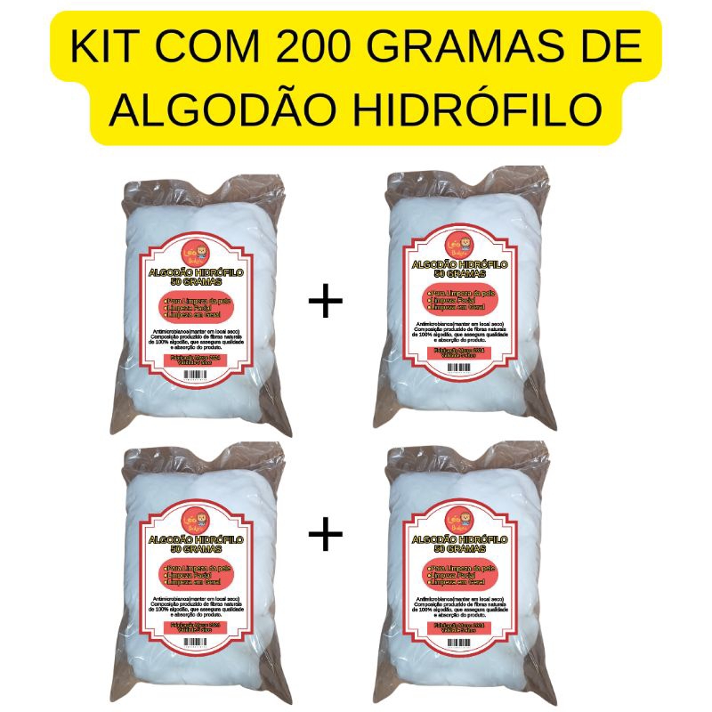 Algodão Hidrófilo Refil Kit com 200gr