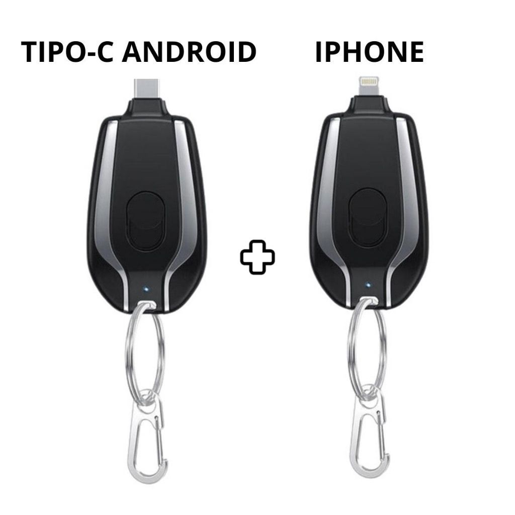 Mini Carregador De Chaveiro Portátil | 1500mAh Ultra-Compacto
