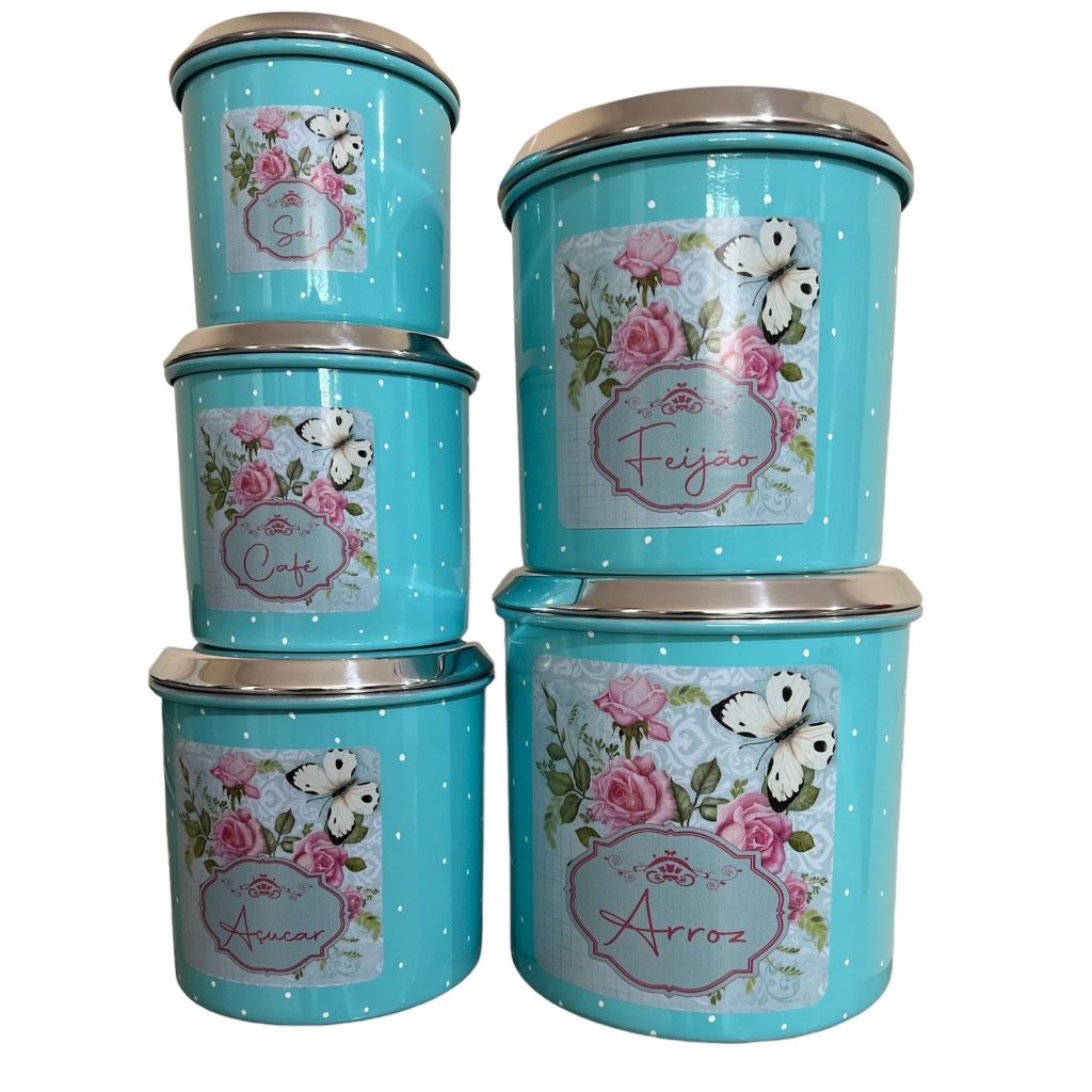 Conjunto Mantimento 5 pcs Alumínio Decoupagem ( Adesivo)