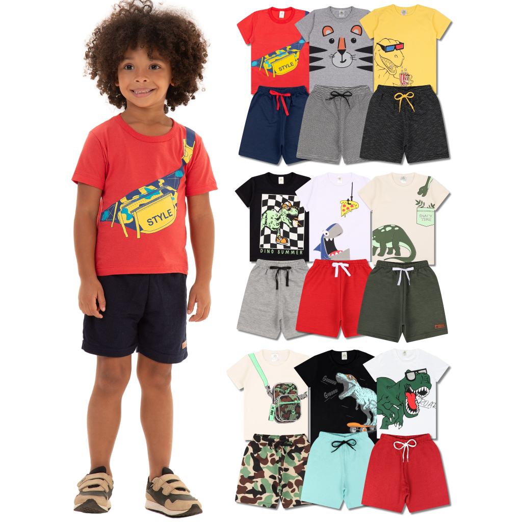 Kit Sortido 20 Peças de Roupas Infantil Menino- 10 Camisetas + 10 Bermudas - Kit com 10 Conjuntos de Roupa Infantil em Oferta na Shopee