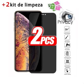Kit 2pcs Película de vidro 3D Privativa Anti Spy Para IPhone  7 8 XS XR 11 12 13 14 15Pro Max em Oferta na Shopee