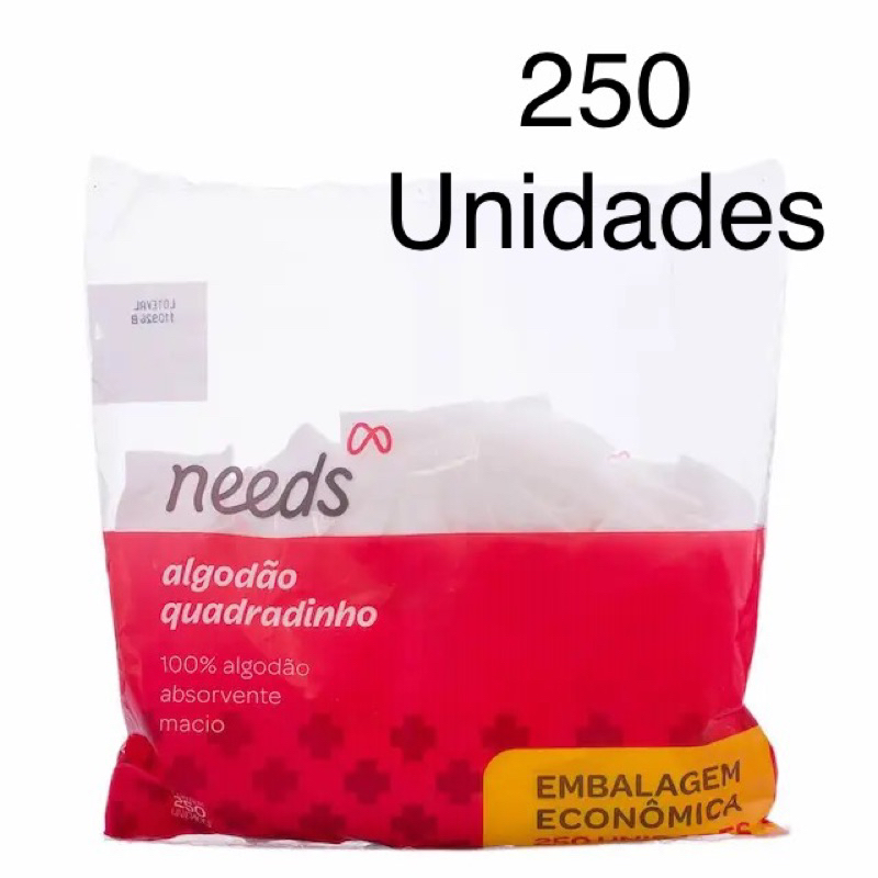 Algodão Quadrado Needs 100% Algodão 250 Unidades