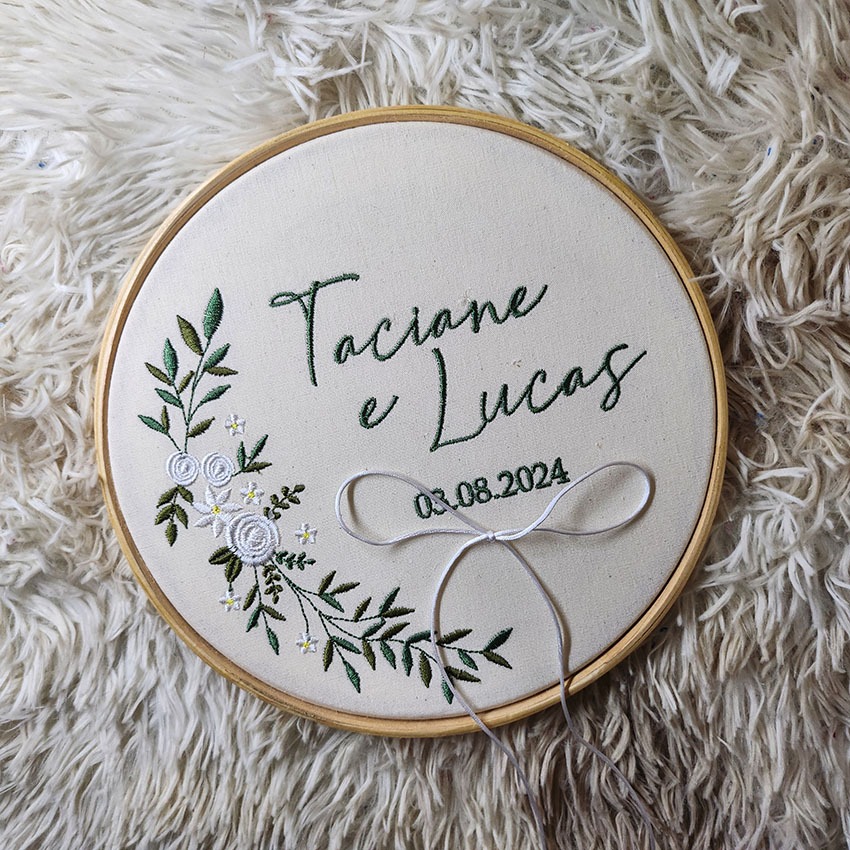 Porta Alianças Bastidor Bordado - Rústico em Oferta na Shopee