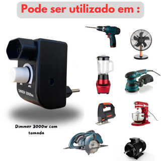 Dimmer 3000w Controlador Bivolt Com Tomada Para Lixadeira Esmirilhadeira 110/220v