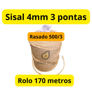 Rolo Sisal 4mm 3 pontas 170 metros