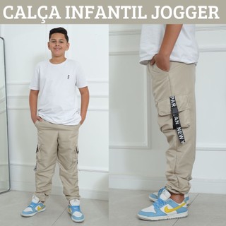 Calça Jogger Tactel Infantil Masculino Para Meninos 4 Bolsos Calça Bomber Cargo Hip Hop Tamanho 4 6 8 10 12 14 Infantil
