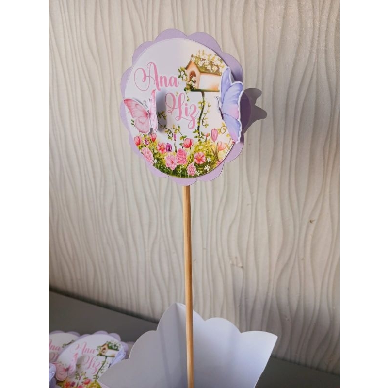 kit cachepô centro de mesa personalizado 3D jardim de borboletas