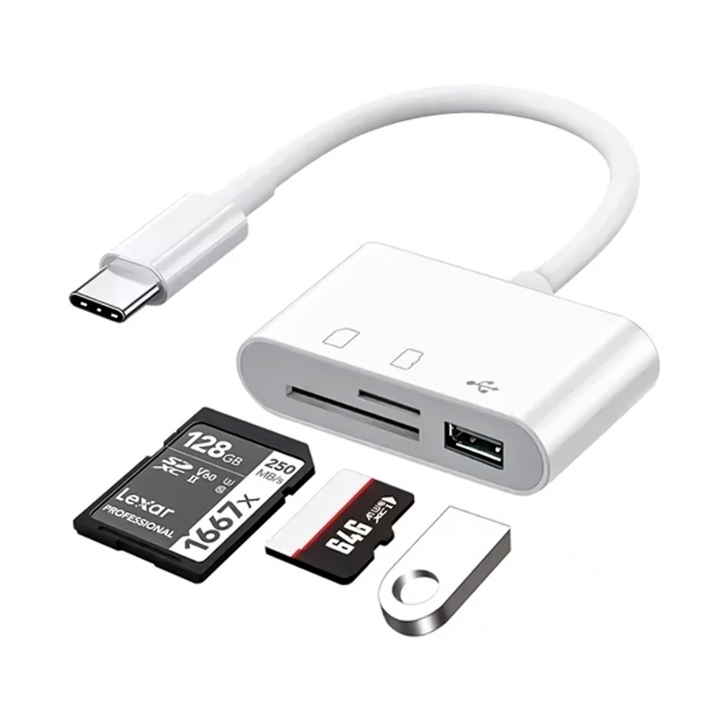 Adaptador Leitor Tipo C 3 Em 1 Usb 2.0- Sd-tf iPhone 15 pro Max