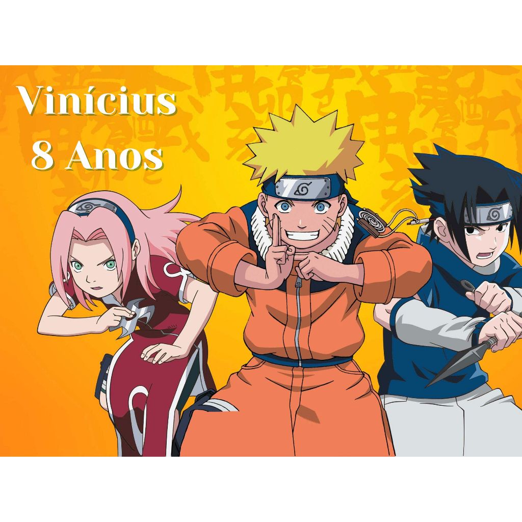 Painel de festa em mdf NARUTO - Medida 60x40cm - Quadro decorativo - Anime - Infantil