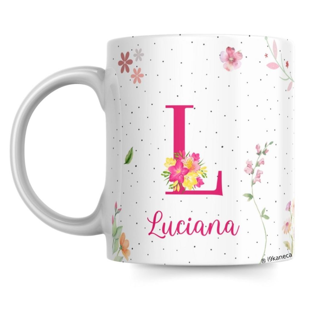 Caneca Xícara Personalizada Letra do Alfabeto com seu Nome Exclusiva Envio Rápido - Porcelana 325ml em Oferta na Shopee