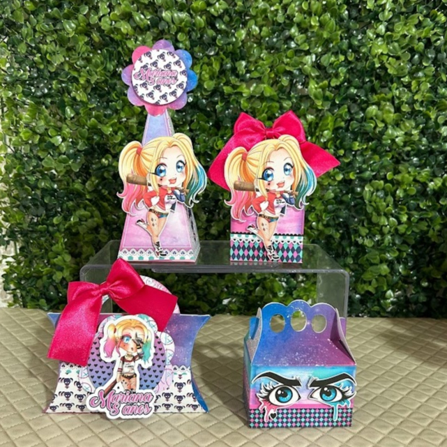 Personalizados Arlequina - Arlequina Rosa - Lembrancinhas - kit festa - PEGUE E MONTE