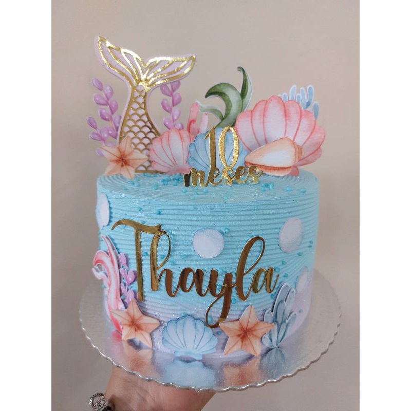 Topo de bolo personalizado Sereia/Fundo do mar menina ou menino em Oferta na Shopee