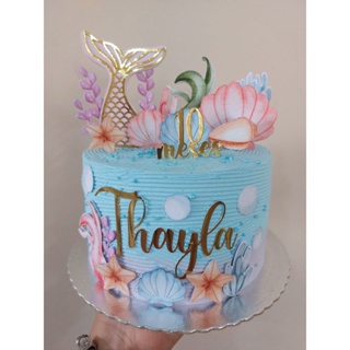 Topo de bolo personalizado Sereia/Fundo do mar menina ou menino em Oferta na Shopee