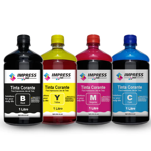 Kit 4 Litros Tinta Para Epson Impressoras Multifuncional EcoTank L3210 L3110 L3150 L3250
