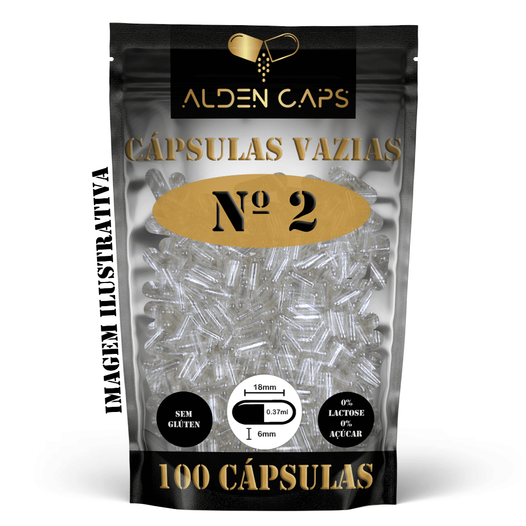 100 Cápsulas Vazias de Gelatina Nº 2 (300mg)