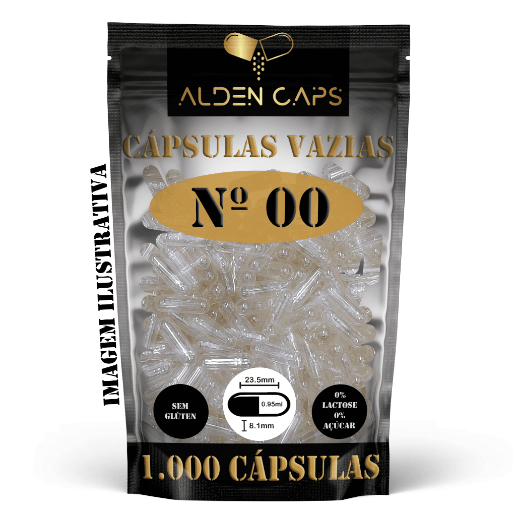1.000 Cápsulas Vazias de Gelatina Incolor Nº 00 (1.000mg)