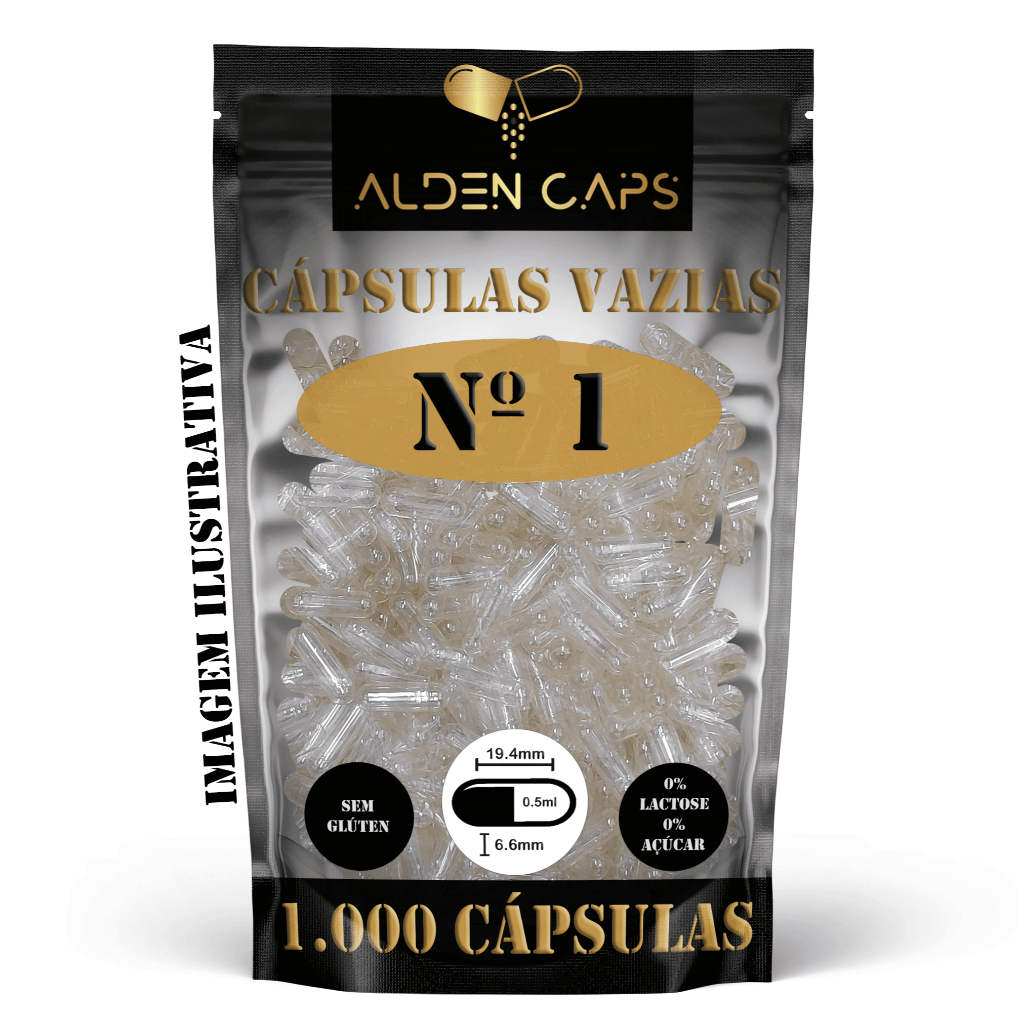 1.000 Cápsulas Vazias de Gelatina Nº 1 (400mg)