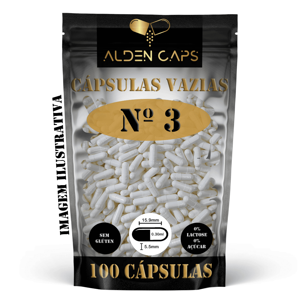 100 Cápsulas Vazias de Gelatina Nº 3 (150mg)