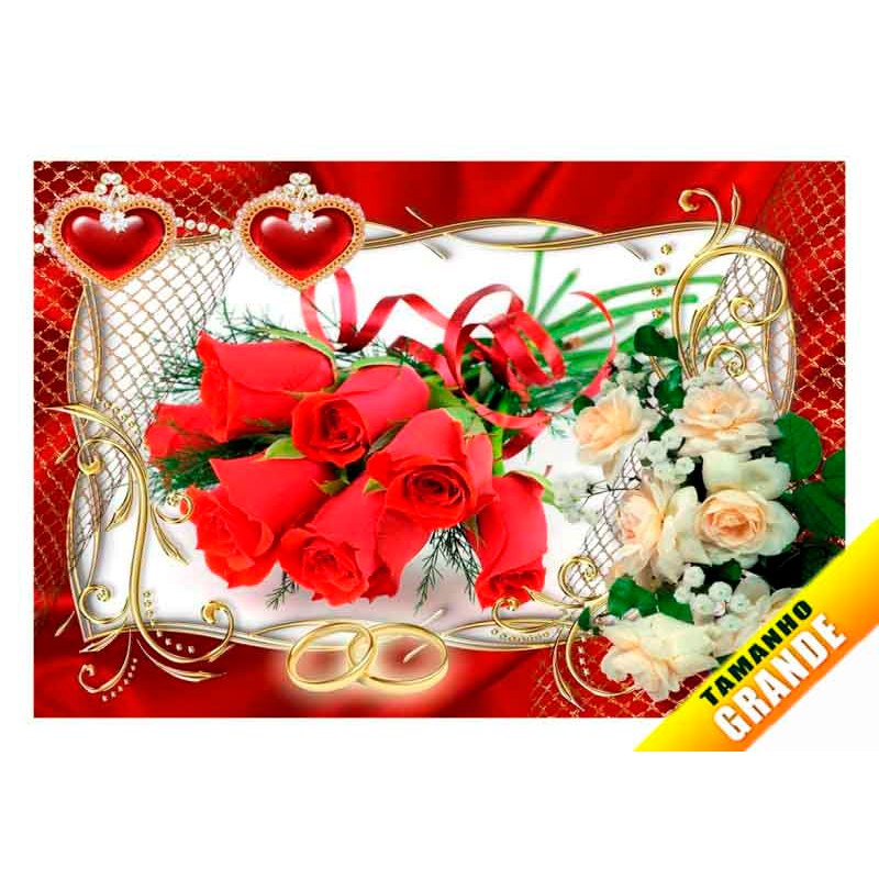 Papel Arroz Aliança Bodas para Bolo Grande de 7kg 30x40cm
