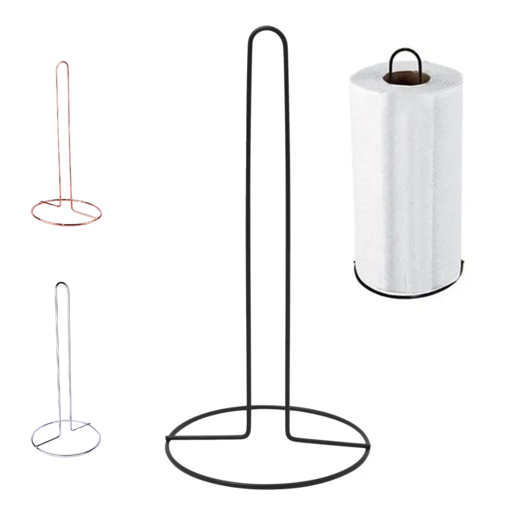 Porta Rolo Papel Toalha Suporte Vertical Mesa Prata Preto Cobre em Oferta na Shopee