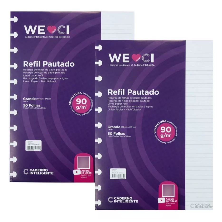 Kit 2x Caderno Inteligente Refil Original 50 Folhas Pautado - Grande 90g em Oferta na Shopee