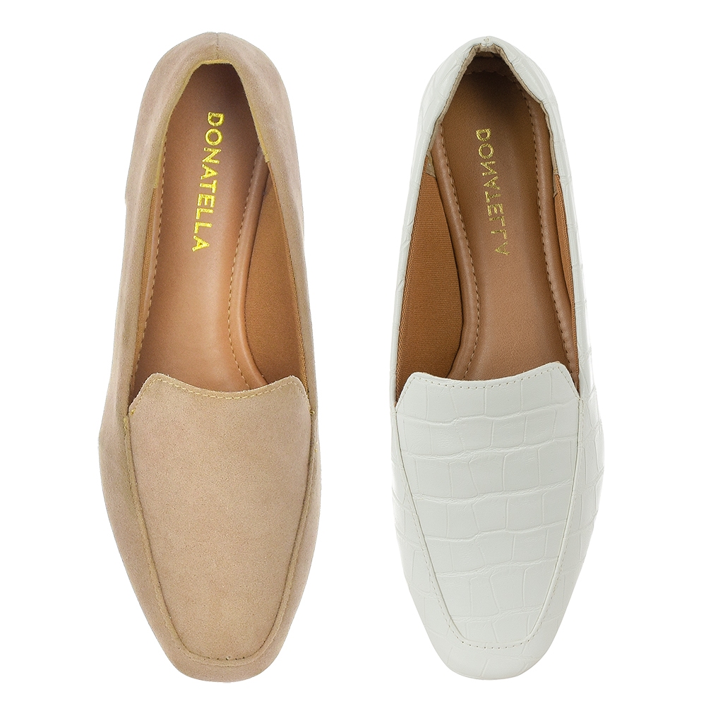 Kit 2 Pares Mocassim Sapato Sapatilha Feminino Donatella Shoes Camurça Macau Liso Confort Novo