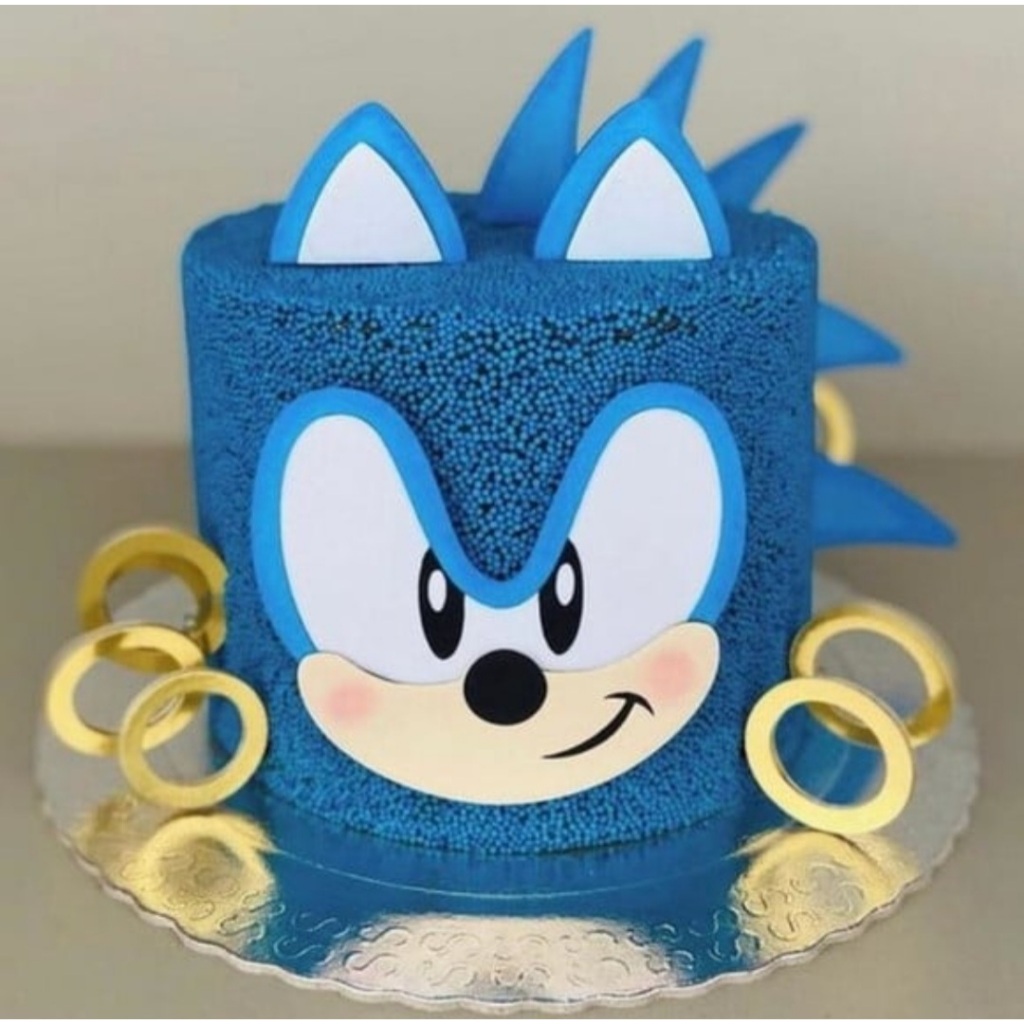 Topo de bolo do Sonic - 3d em Oferta na Shopee