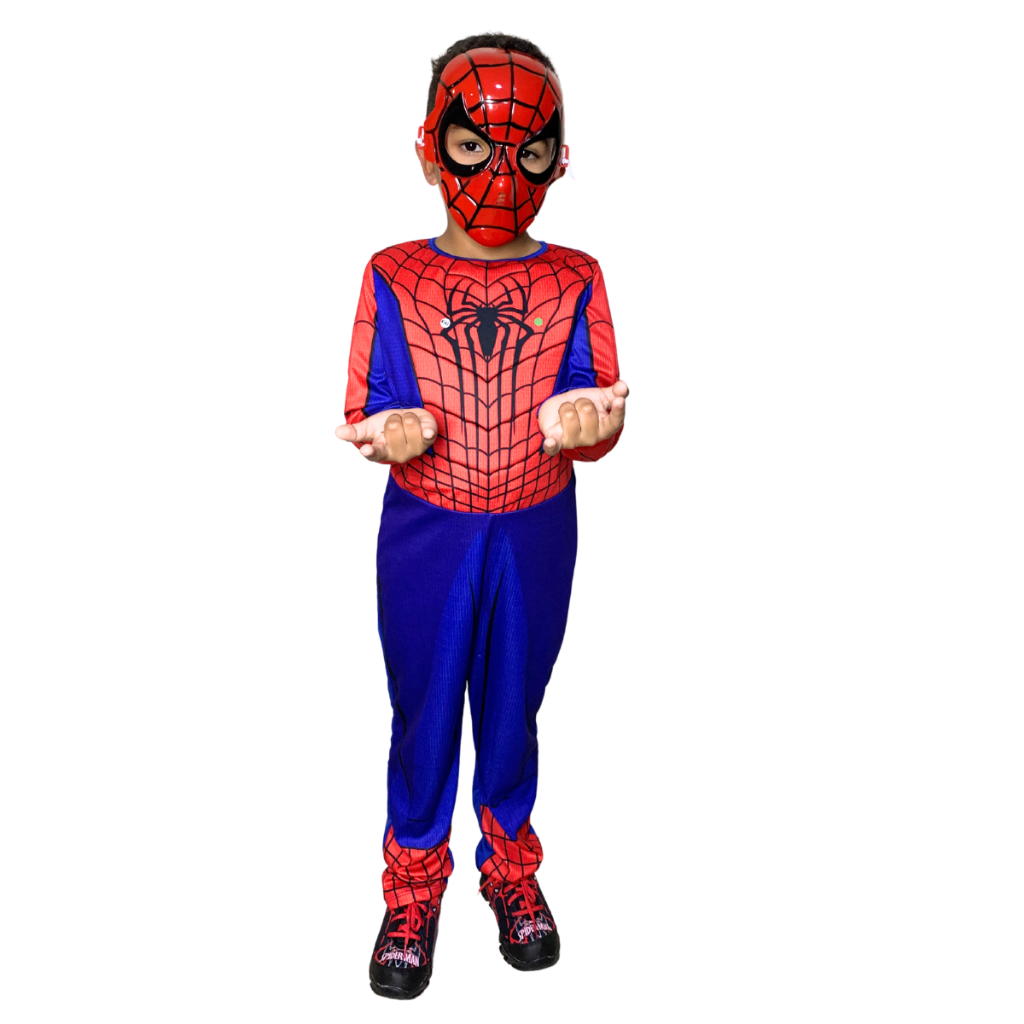 Fantasia Infantil Homem Aranha Longa com Máscara de plastico — imagem 2 de 2