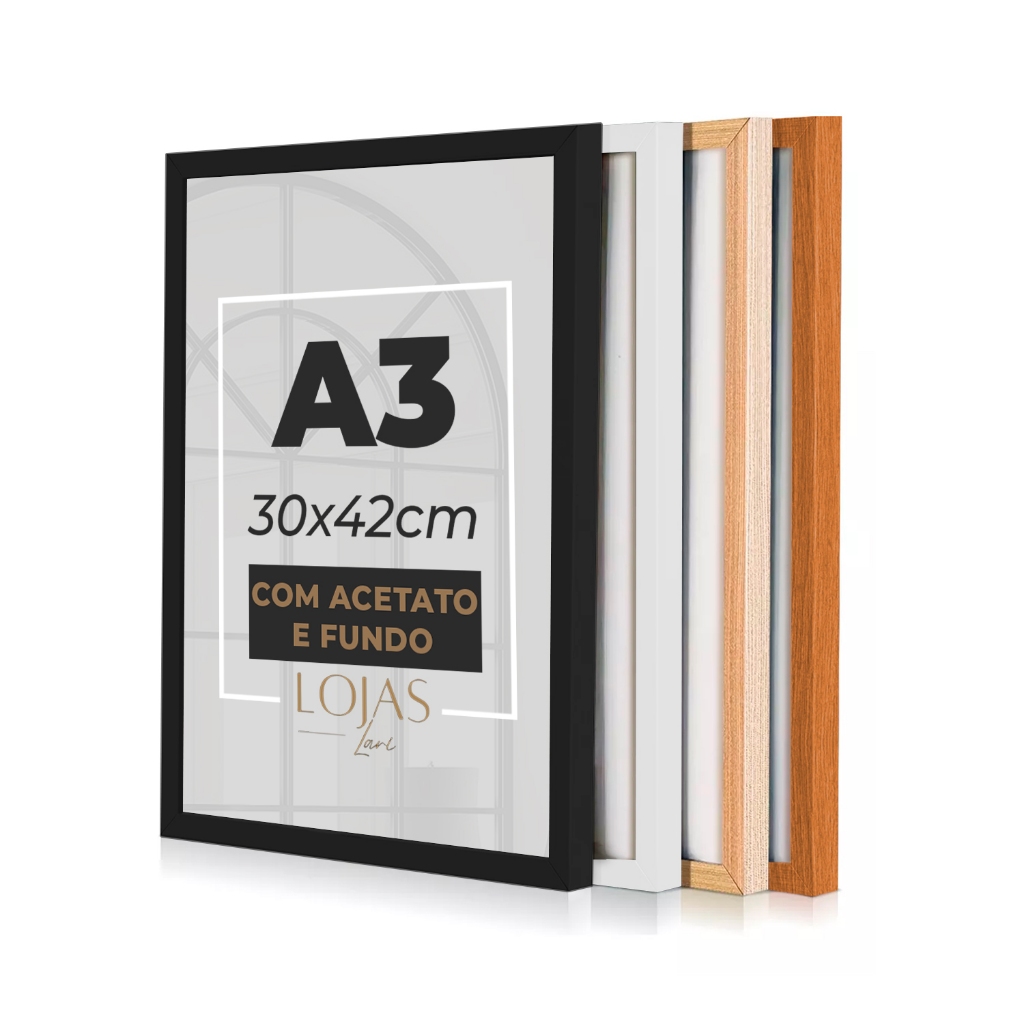 Kit 3 Molduras A3 Quadro 30x42cm com Acetato Quadro Diploma Foto Poster