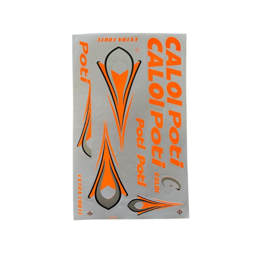 Adesivo Quadro Bicicleta Caloi Poti Laranja Neon  Cartela Completa