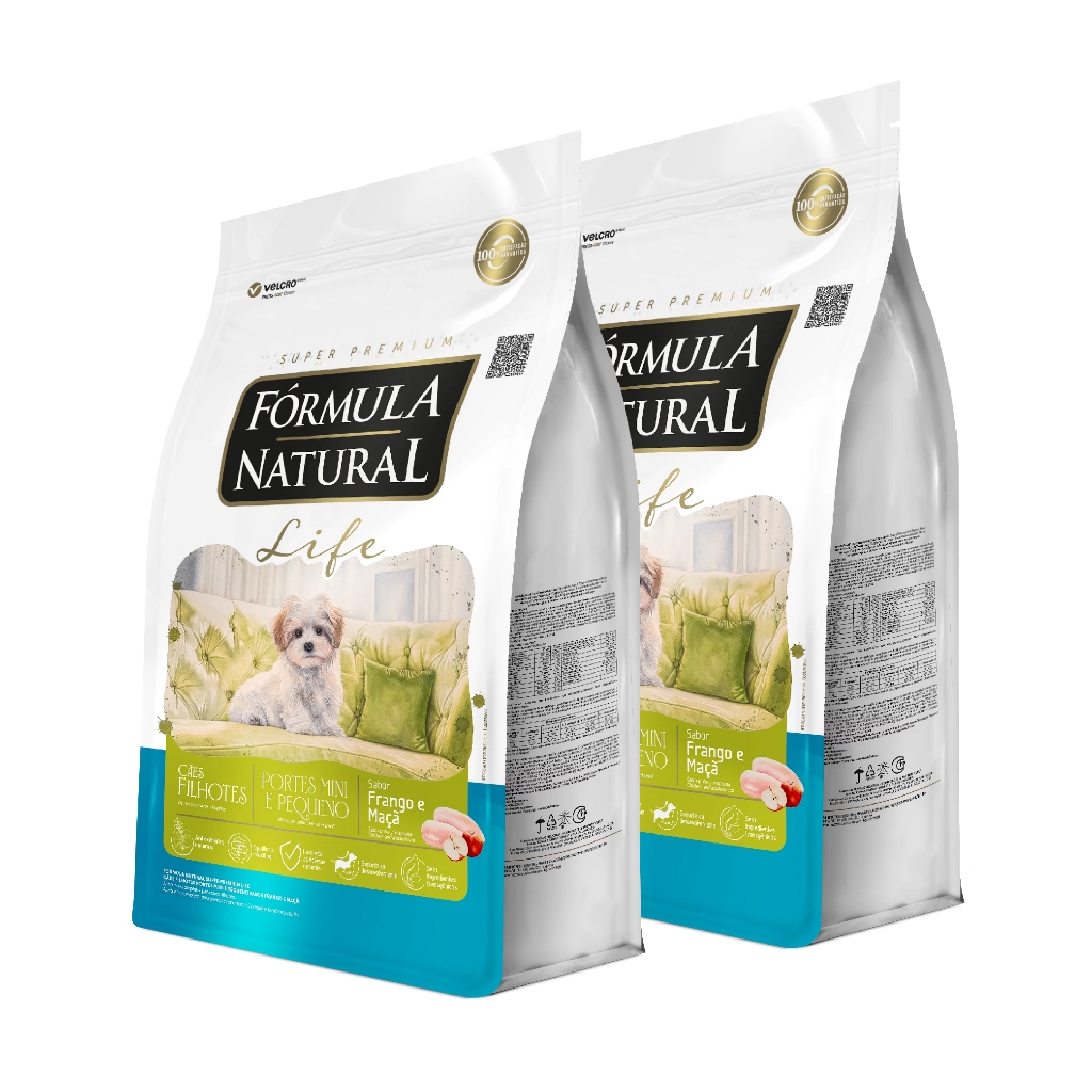 Kit 2 Ração Fórmula Natural Life Cães Filhotes Porte Mini e Pequeno 7kg Adimax - Pets