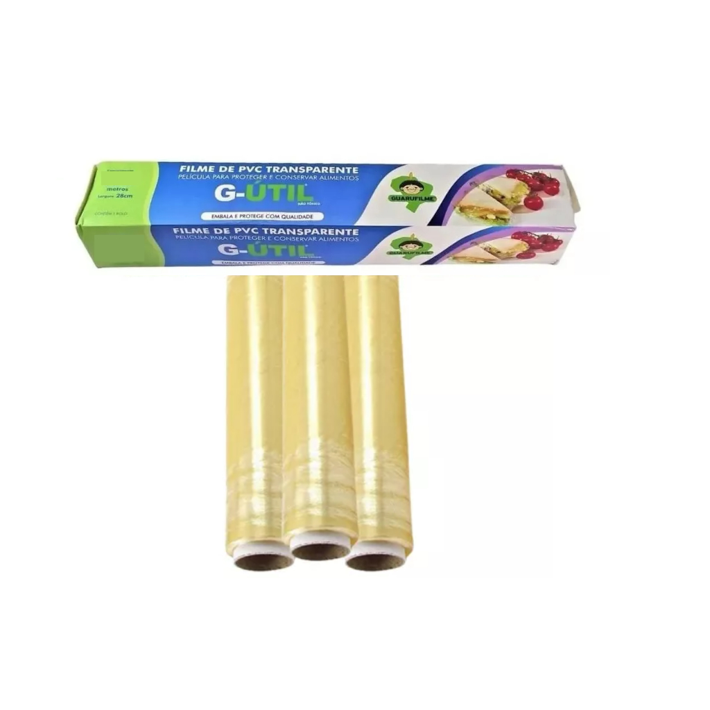 Kit 3 Unidades De Plástico Filme PVC Bobina 28 cm x 30 m Esticável Tatuagem Cozinha Tattoo OFERTA RELÂMPAGO