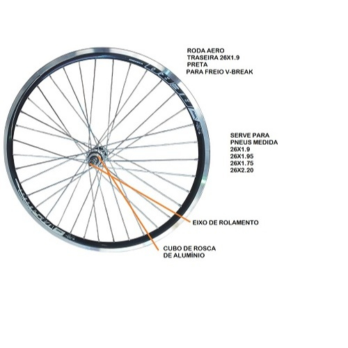 Roda Aro 26 Traseira Aero Montado 36 Furos Com Rolamento - Preta Bicicleta MTB em Oferta na Shopee
