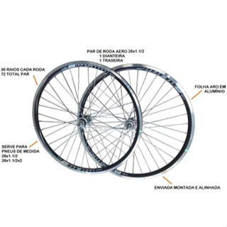 Par Roda Aero 26X 1.1/2 Monark Raio Grosso Cubos Com Rolamento De Alumínio em Oferta na Shopee