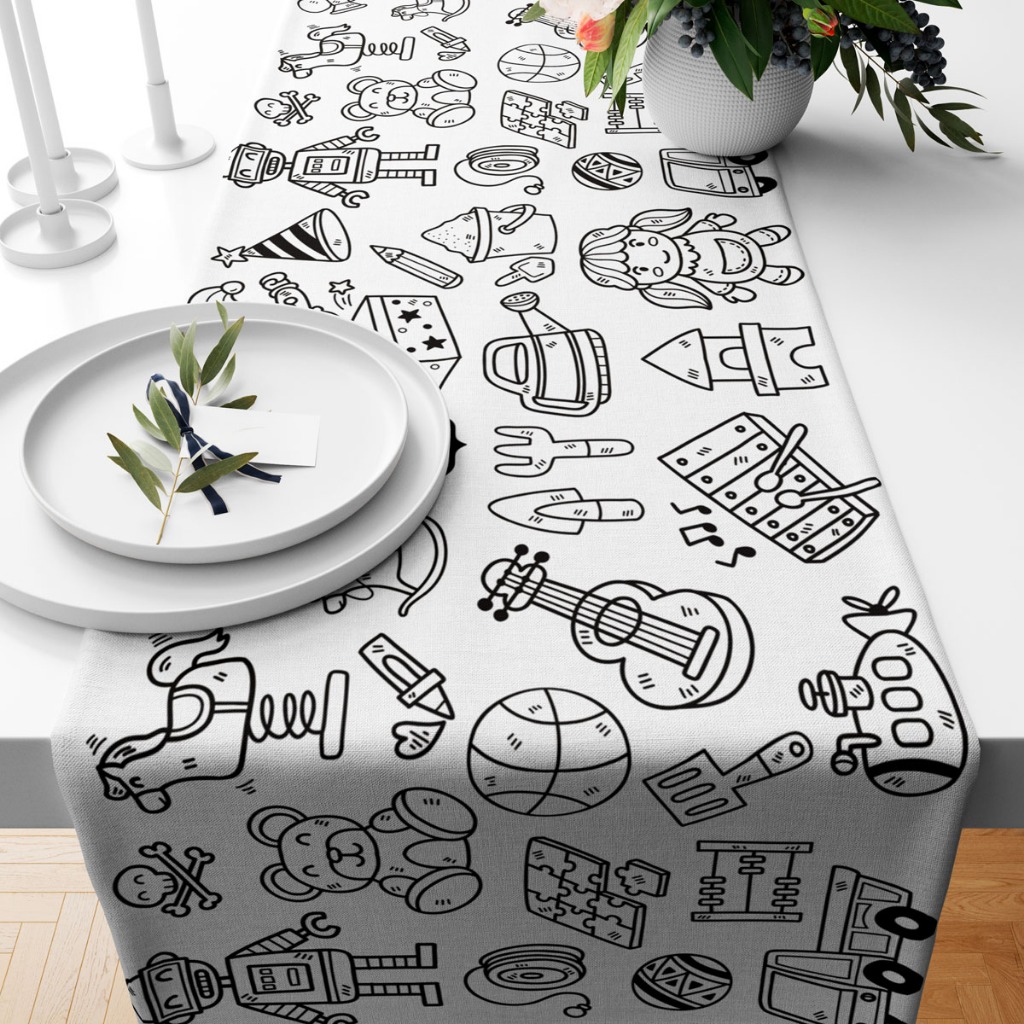 Trilho Caminho de Mesa Para Colorir Dia das Crianças 145cm x 40cm