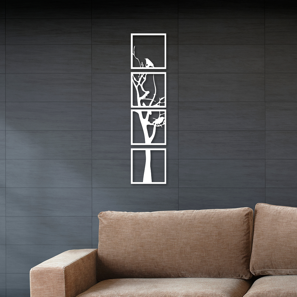 Quadro Decorativo em MDF Auto-Colante | Arte de Parede quadro passarinho na arvore