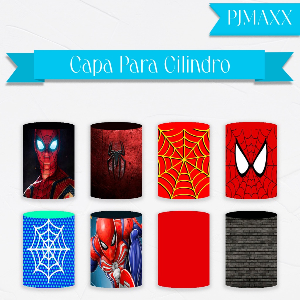 Capa Para Cilindro Tema Homem Aranha Heroi Vingador Vermelho Decoração Elegante Malha Sublimada em Oferta na Shopee