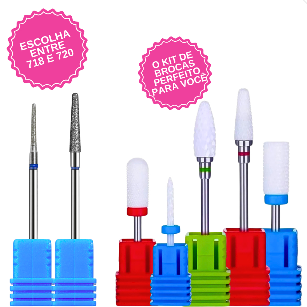 Kit 6 Broca Unha Gel Manicure Cerâmica Com Diamantada 718 ou 720 - Escolha Antes da Compra em Oferta na Shopee