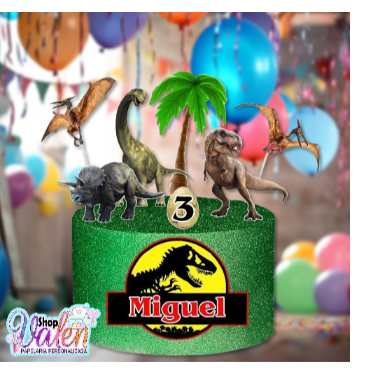 Topo de Bolo Dinossauro Rex (Topper Personalizado) Decoração Festa