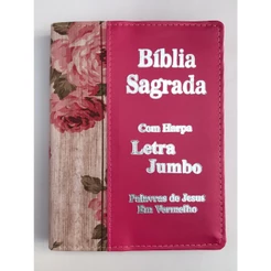 Bíblia Sagrada Letra Jumbo Capa Luxo Com Harpa Revista e Corrigida Capa Romantic