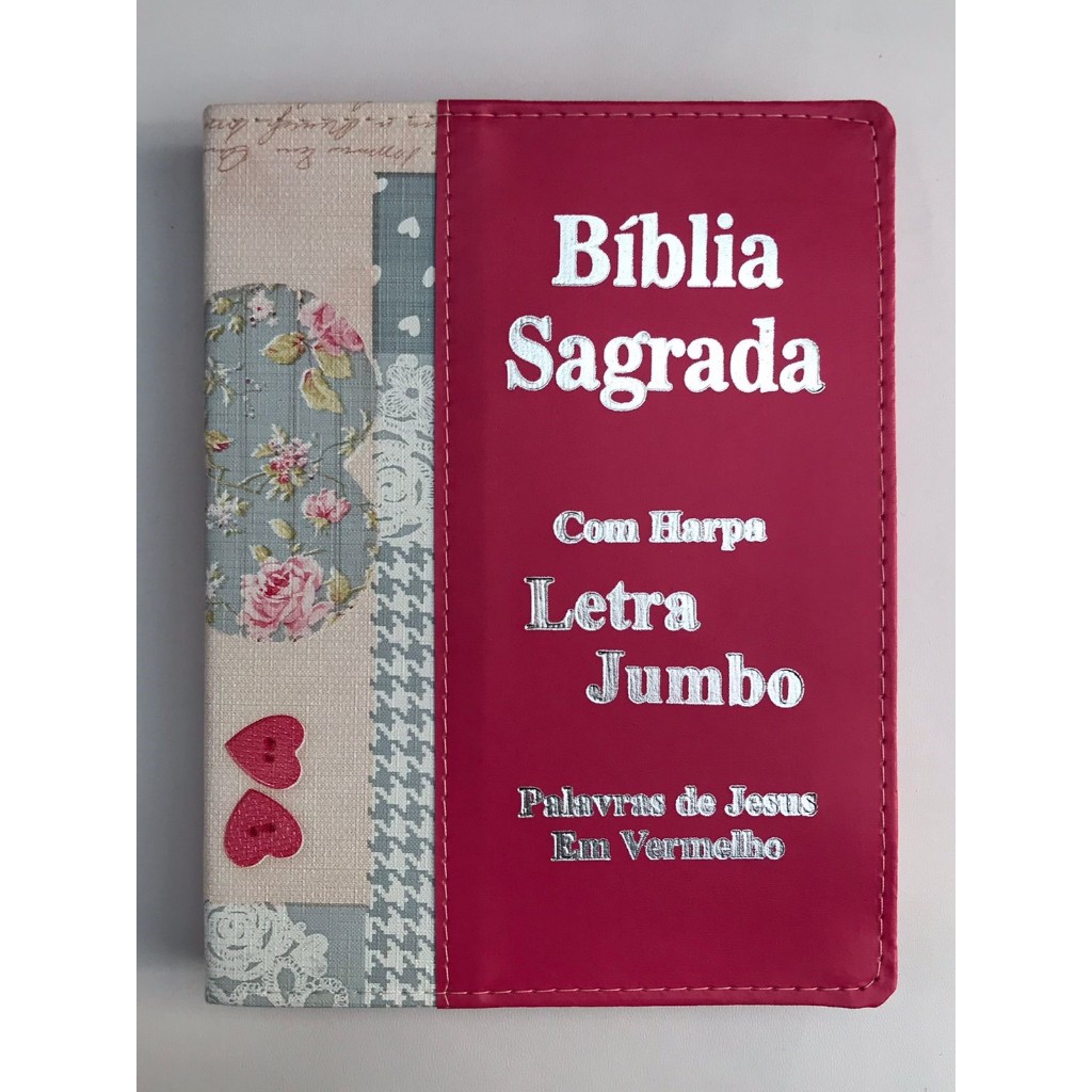 Bíblia Sagrada Letra Jumbo Capa Luxo Com Harpa Revista e Corrigida Capa Coração