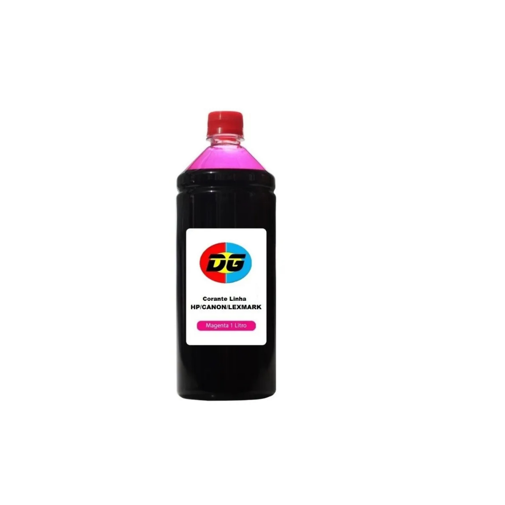 Tinta Corante para Cartucho Jato de Tinta Compatível com hp Canon e Lexmark 1 Litro Magenta/Vermelho