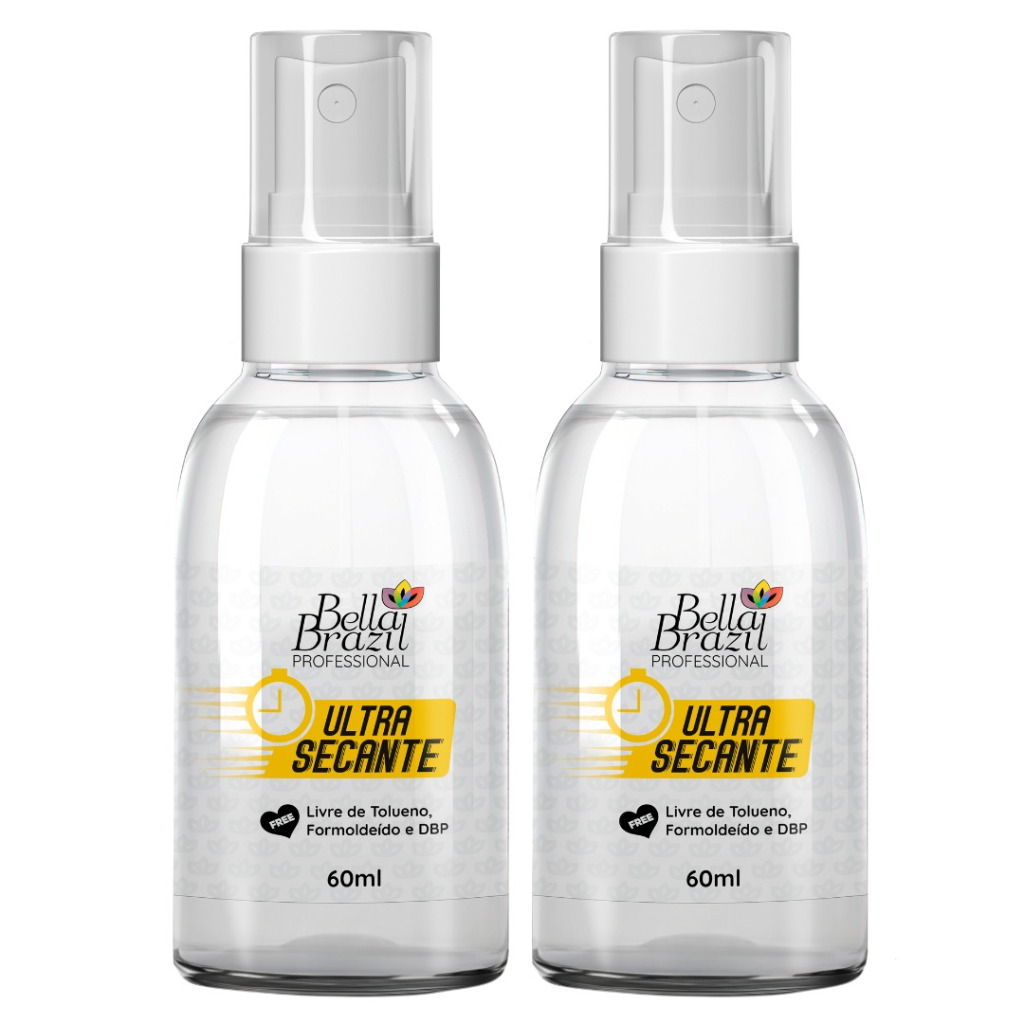 Kit 2 Spray Ultra Secante 60ml em Bella Brazil Linha Professional Rende 7x Mais