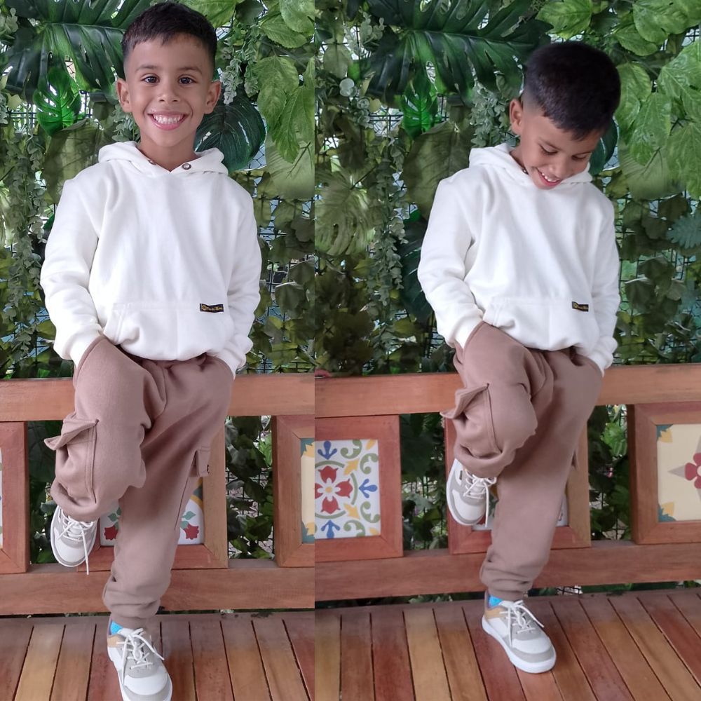 Calça Cargo Moletom menino estilo tendência em Oferta na Shopee