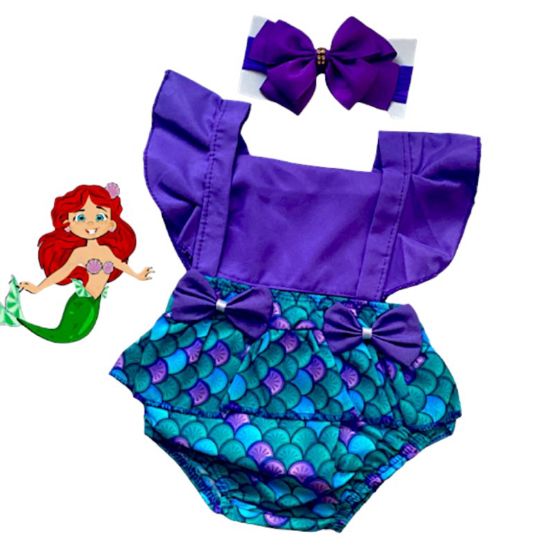 Romper Princesa Sereia Temático Mesversario + Laço de brinde em Oferta na Shopee