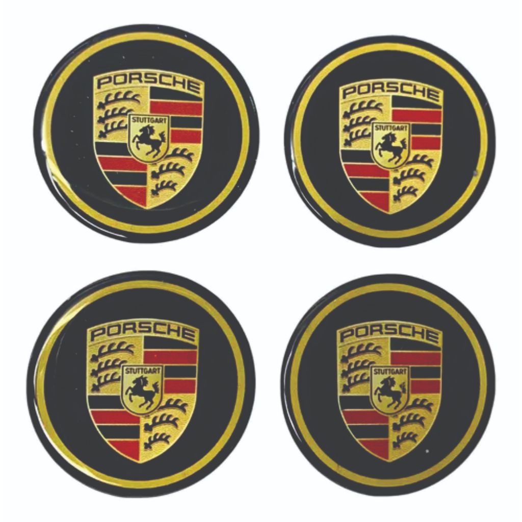 Jogo com 4 adesivos resinados emblema Preto para Calota e Roda 51mm x 51mm (5,1 x 5,1cm)