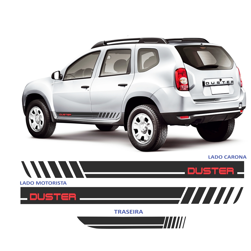 renault duster adesivos lateral e traseira kit