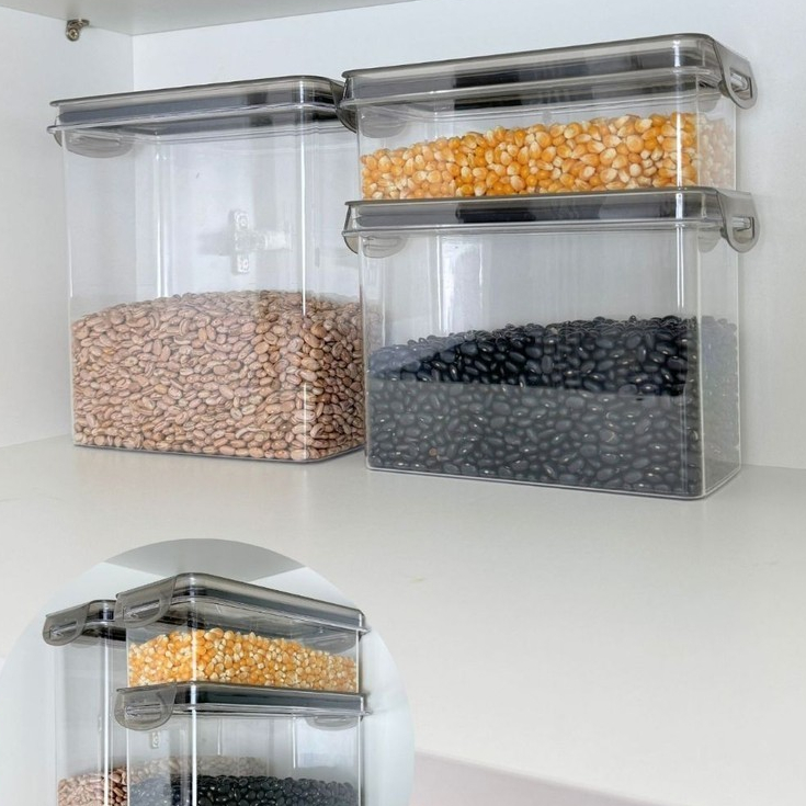 Conjunto de Potes Herméticos para Mantimentos - Organizador de Alimentos Kit com 3 Peças para Cozinha (890ml, 1900ml, 3000ml)