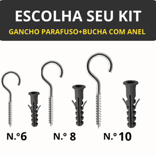 Pacote de Gancho Parafuso E Bucha 6MM 8MM 10MM  S-6  S-8  S10 em Oferta na Shopee
